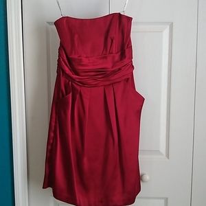 Red semi formal dress.
